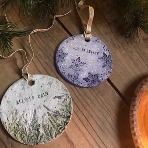 All is Calm All is Bright Clay Mindfulness Christmas Ornaments image 1