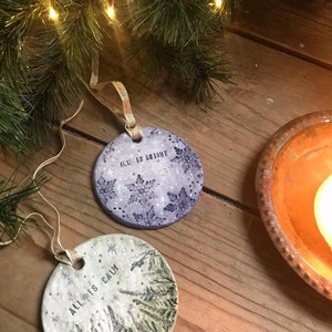 All is Calm All is Bright Clay Mindfulness Christmas Ornaments image 2