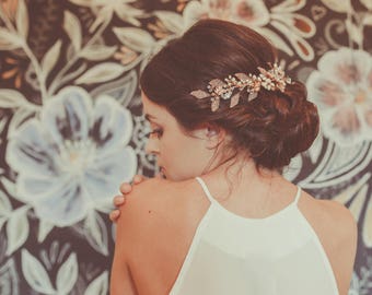 Sylvie - Rose Gold Crystal & Pearl Headpiece