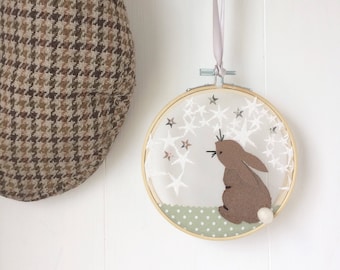 Star Gazing Bunny Hoop Wall Hanging