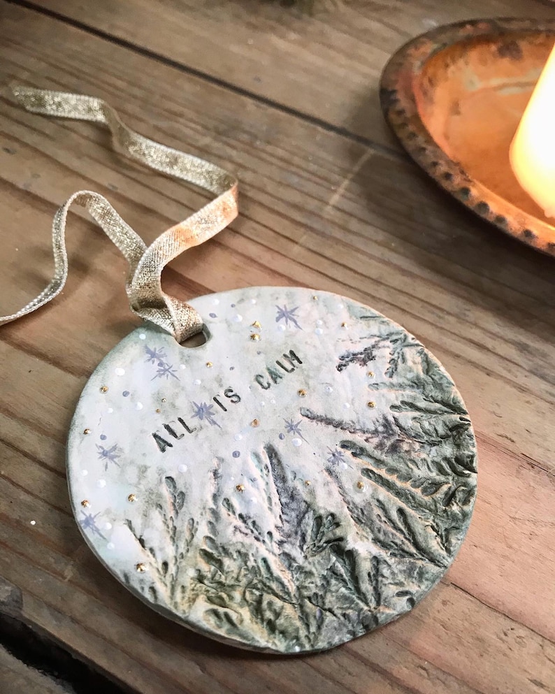 All is Calm All is Bright Clay Mindfulness Christmas Ornaments image 5