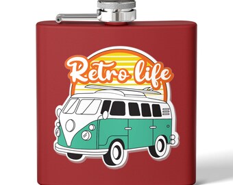 Retro Camper Edelstahlflasche: Vintage Reisegeschenk