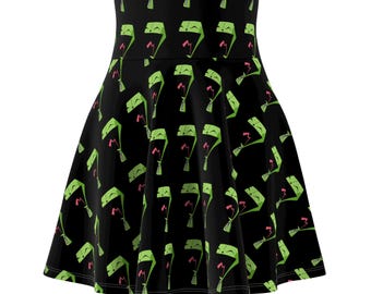 Gir Invader Zim AOP Womens Skater Skirt - Perfect for Casual Outings, Festivals, Gifts, Everyday Wear, and Summer Vibes