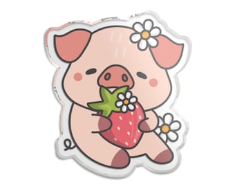 Cute Pig Strawberry Transparent Holder Statue