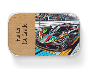 Lonchera Bento Personalizada para Niños: Contenedor de Comida con Tema de Carreras