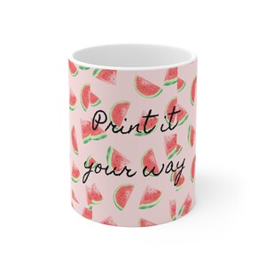 Watermelon Print Mug - Cute Summer Drinkware, Personalized Gift, Kitchen Decor, Coffee Cup, Fruity Beverage