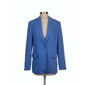 Zara Blue Blazer: Vintage Tailored One-Button Office Jacket