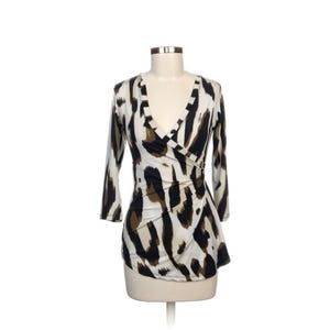 Roberto Cavalli Animal Print Blouse: Designer V-Neck Wrap Top