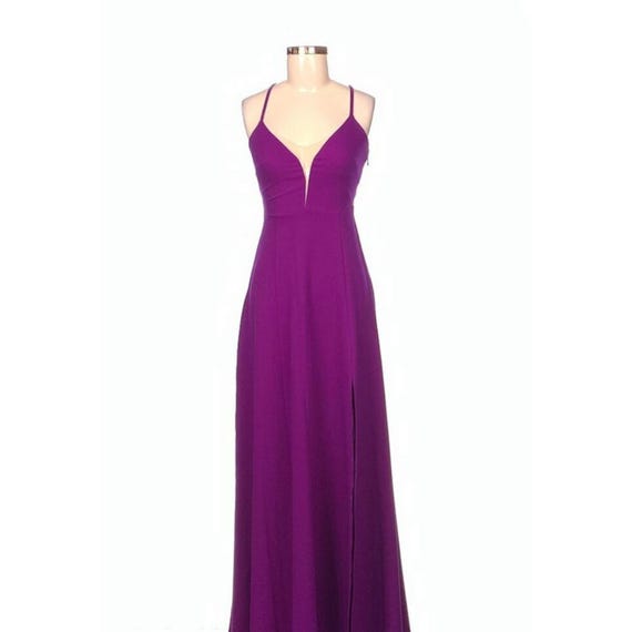 purple criss cross dress Open Criss-Cross Back Atria Formal Dress 6818H Black / Small
