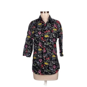 Roberto Cavalli Floral Print Cotton Shirt - Black Botanical Long Sleeve Top