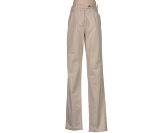 PRADA Vintage Beige High Waist Cotton Trousers - Y2K Designer Pants