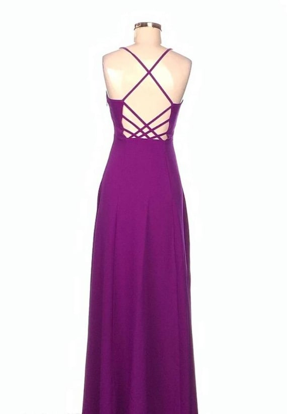 purple criss cross dress Open Criss-Cross Back Atria Formal Dress 6818H Black / Small