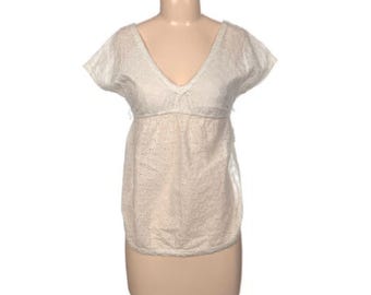 Vintage Inspired White Eyelet Blouse: Romantic Boho Summer Top