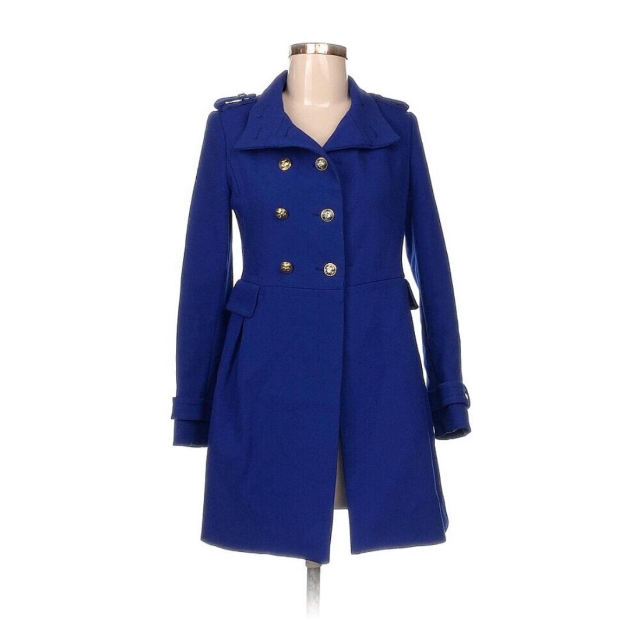 Woolen Coat Zara Blue Wool Blend Coat Zara Coat UK