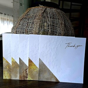 Carte de remerciements avec enveloppe, carte thank you, anniversaire, mariage, toutes occasions, carte gaufrée avec motif doré, fait mains