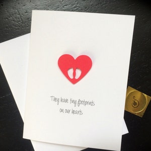 Carte de sympathie pour fausse couche, carte de fausse couche, elles laissent des empreintes sur nos cœurs, fabriquées sur du papier recyclé, livrées avec enveloppe et sceau