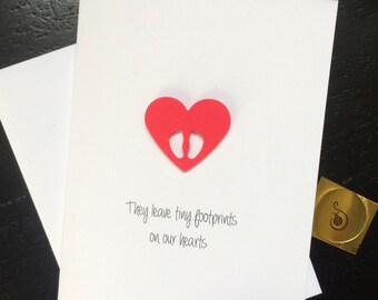 Miscarriage Sympathy Card, Miscarriage Card, They Leave Footprints on our hearts, made on recycled paper, comes with envelope and seal
