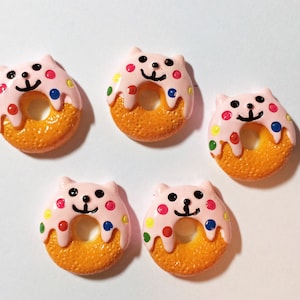 Cat Donut Magnets, set of four, super strong, locker decoration, fridge magnets