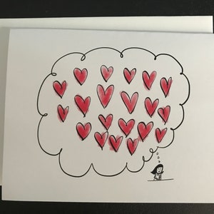 Carte d’amour, je pense à toi toute la journée, fait sur du papier recyclé, est livré avec enveloppe et sceau