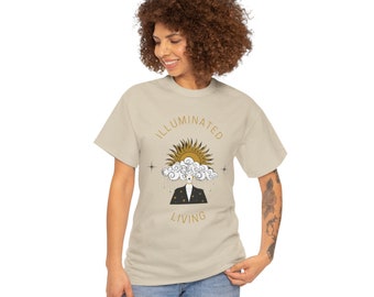 Verlicht leven, unisex zwaar katoenen t-shirt, spiritueel, spiritualiteitsshirt, energiewerkshirt, ontworpen door sjamaankristal