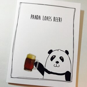 Panda Geburtstagskarte, Bier Geburtstagskarte, Panda liebt Bier, Du liebst Bier, Lustige Geburtstagskarte, aus Recyclingpapier, handgemacht