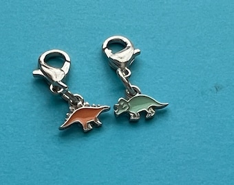 Dinosaur Zipper pull, set of 2, zipper charm,  Stegosaurus and Triceratops