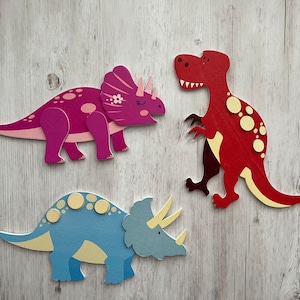 Dinosaurusmagneetset gemaakt van hout, T Rex magneet, triceratops magneten, handgemaakt