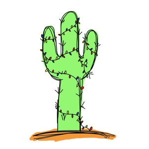 Kerstkaart van de cactus, Cactus Doodle, maakte op gerecycleerd papier, kaart pack wordt geleverd met envelop en zegel