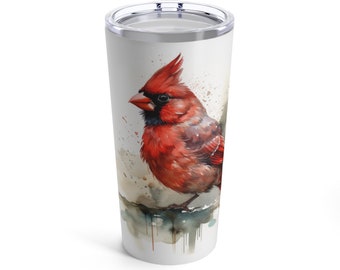 Cardinal Watercolor Tumbler 20oz, Cardinal Cup