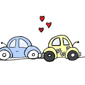 Eres mi error amor te amo tarjeta con dos VW Escarabajo Bug coches hechos en papel reciclado, viene con sobre y sello