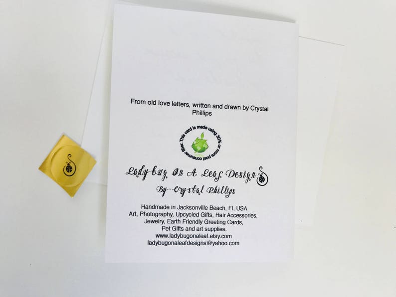 anniversary Valentines Day recycled I love you card How often do I think of you? How often do I breathe with envelope and seal Love Card