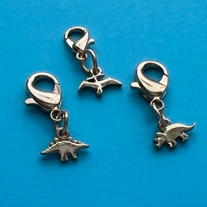 Dinosaur Bag Charm, Zipper pull, set of 3, zipper charm,  Stegosaurus, Pterodactyl, triceratops