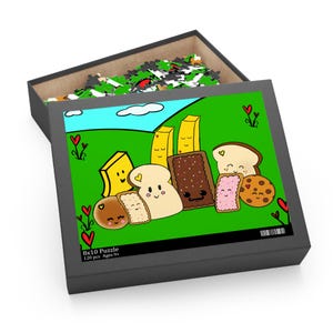 Rompecabezas de dibujos animados de Foodie Friends: rompecabezas de 120, 252 o 500 piezas para niños y adultos, ilustración de comida extravagante de Crystal Phillips