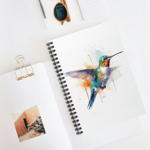 Hummingbird Watercolor Spiral Notebook, Hummingbird journal, hummingbird gift