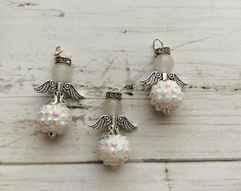 Blessed Angel Charms with Crystal Quartz Heads,Bag Charm,  Blessed by Shaman (me)