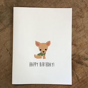 Tarjeta de cumpleaños de Chihuahua, tarjeta de cumpleaños del perro, tarjeta de cumpleaños del Chihuahua, hecha en papel reciclado, viene con sobre y sello