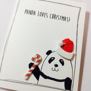 Panda Christmas Card made on recycled paper, comes with envelope and seal