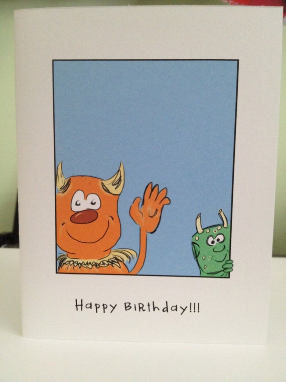 Happy Birthday Weirdo Monster Drawing Card Monster Birthday Etsy