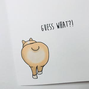 Cartão Corgi, Cartão Corgi de Dia dos Namorados, Corgi Butt, cartão reciclado e envelope