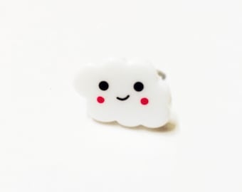 Cloud Pin, Kawaii Happy Cloud lapel pin, brass Cloud Pin