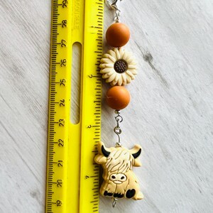 Highland Cow Bag Charm, Cute Cow Keychain for Backpack, Farm Animal Gift for Her, Handmade Plush Bag Accessory, Aesthetic Keychain Charm image 7
