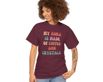 Mijn aura is gemaakt van honden en kristallen, grappig spiritueel shirt, unisex zwaar katoenen t-shirt