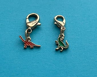 Dinosaur Zipper pull, set of 2, zipper charm,  Tyrannosaurus Rex and Brontosaurus zipper charms