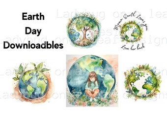 Earth Day Downloadble printable Watercolor