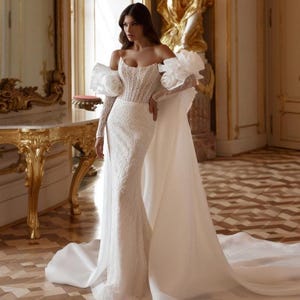 Mermaid wedding dress, Sexy Wedding Dress, Mermaid Bridal Dress With Long Sleeves,Corset Wedding dress With Long Sleeves,Couture Dress