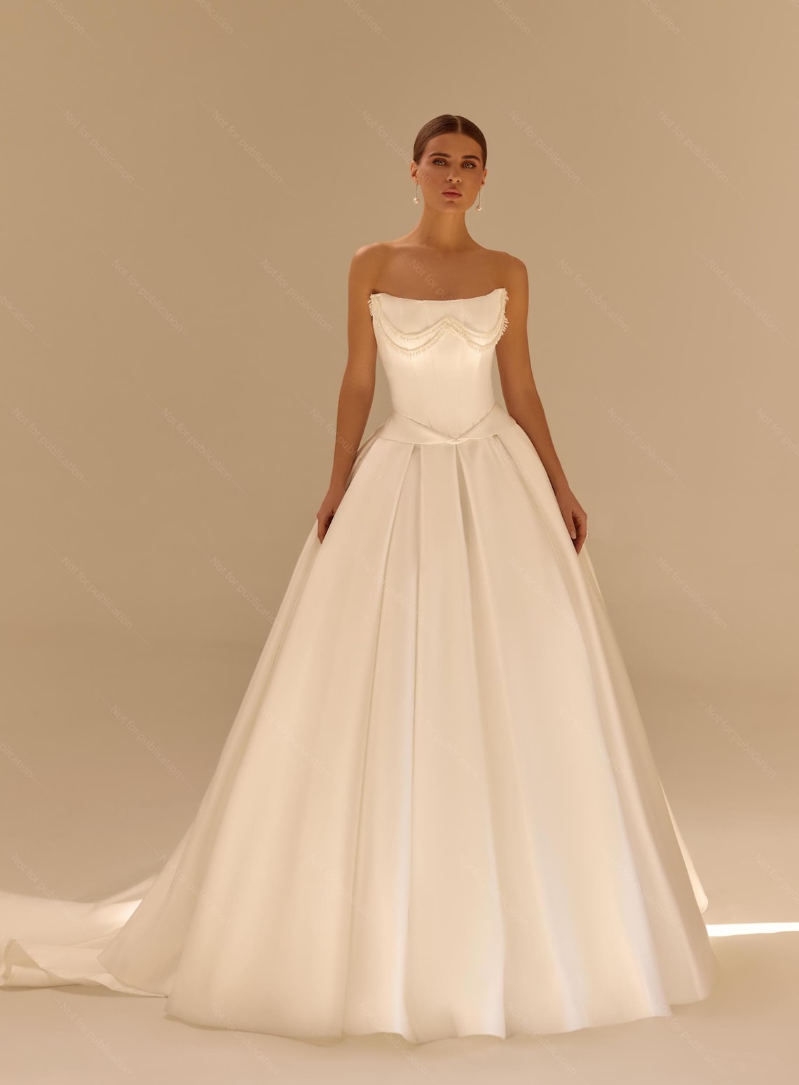 Royal Satin Corset Wedding Dress,minimalist Cathedral Princess Ball ...