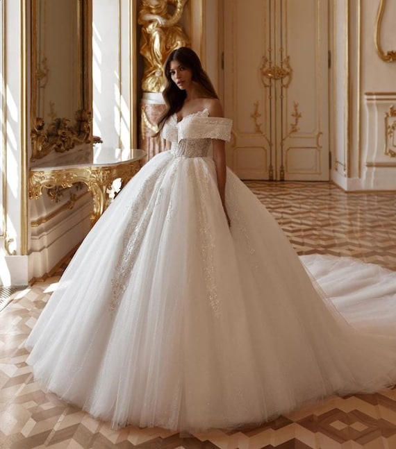 Corte De Novia Modernos Vestido Princesa Manga Larga Vestido De