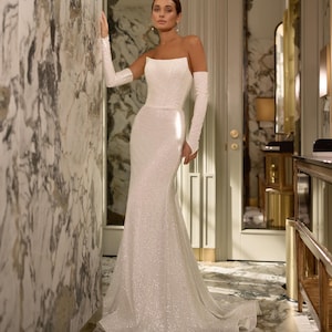 Sparkle Mermaid Wedding Dress: Fitted Minimalist Bridal Gown