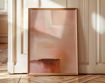 Décoration murale scandinave neutre, peinture abstraite beige blush, affiche bohème minimaliste pour une décoration intérieure moderne et chaleureuse