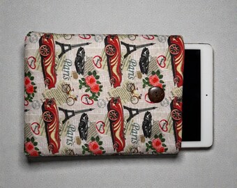 Boekenhoes Paris Cars • Gewatteerde Kindle- en tablethoes